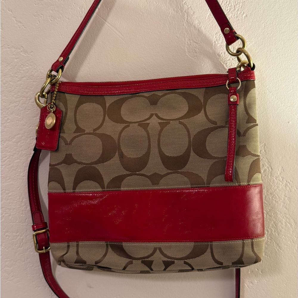 Coach Stylish Red and Brown Women's Bag